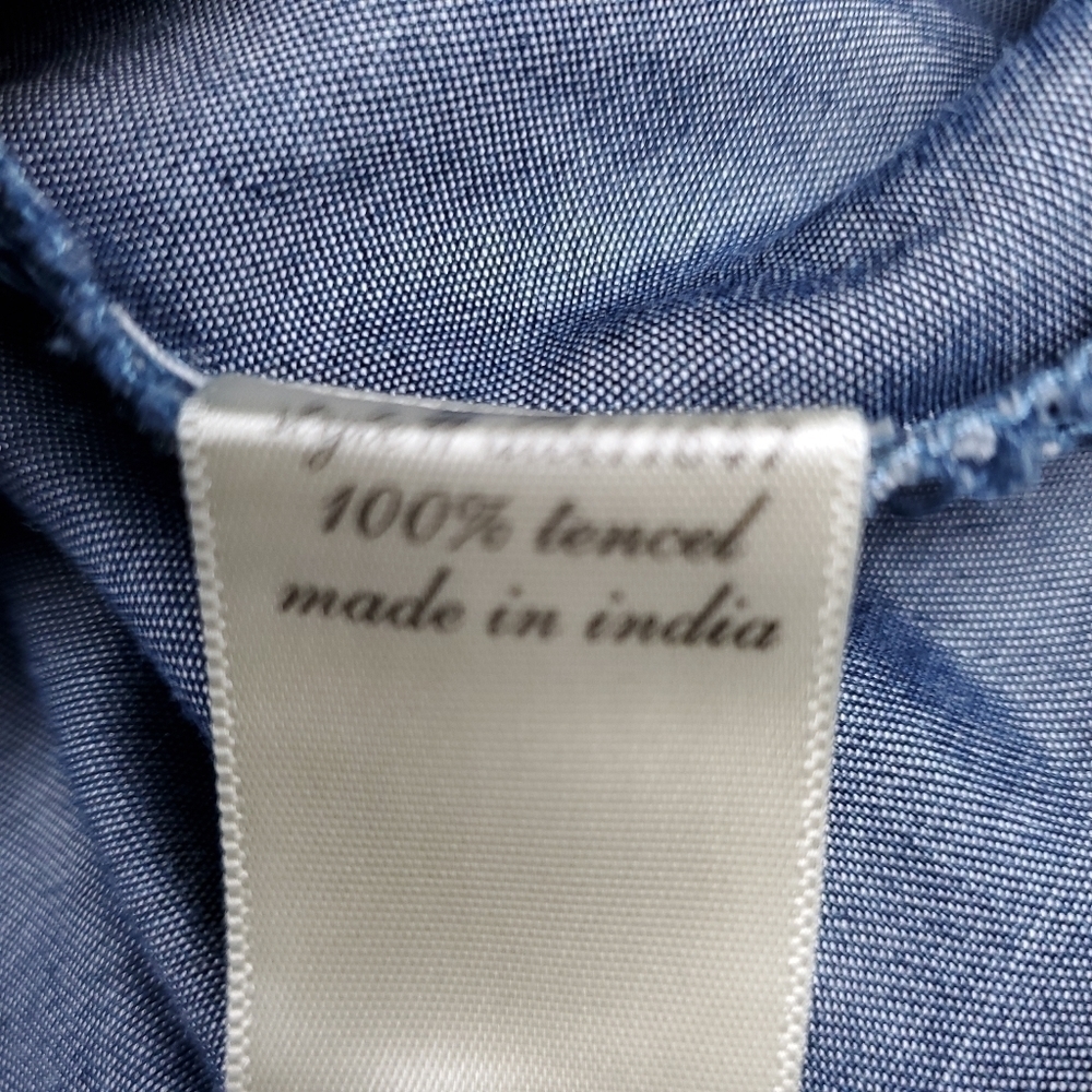 MIAMI Blue 100% Tencel Rouged Wrap Top Sz L - Picture 7 of 11